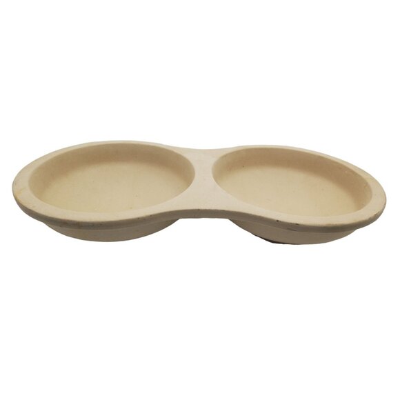 Pampered Chef 5132 Double Bowl Egg Cooker Grill 11.75" Baker Baking Stoneware - Picture 1 of 4